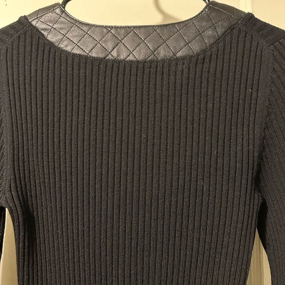 CLASSIQUE ENTIER Nordstrom Black Sweater and Leather Top Size Small - Picture 6 of 6